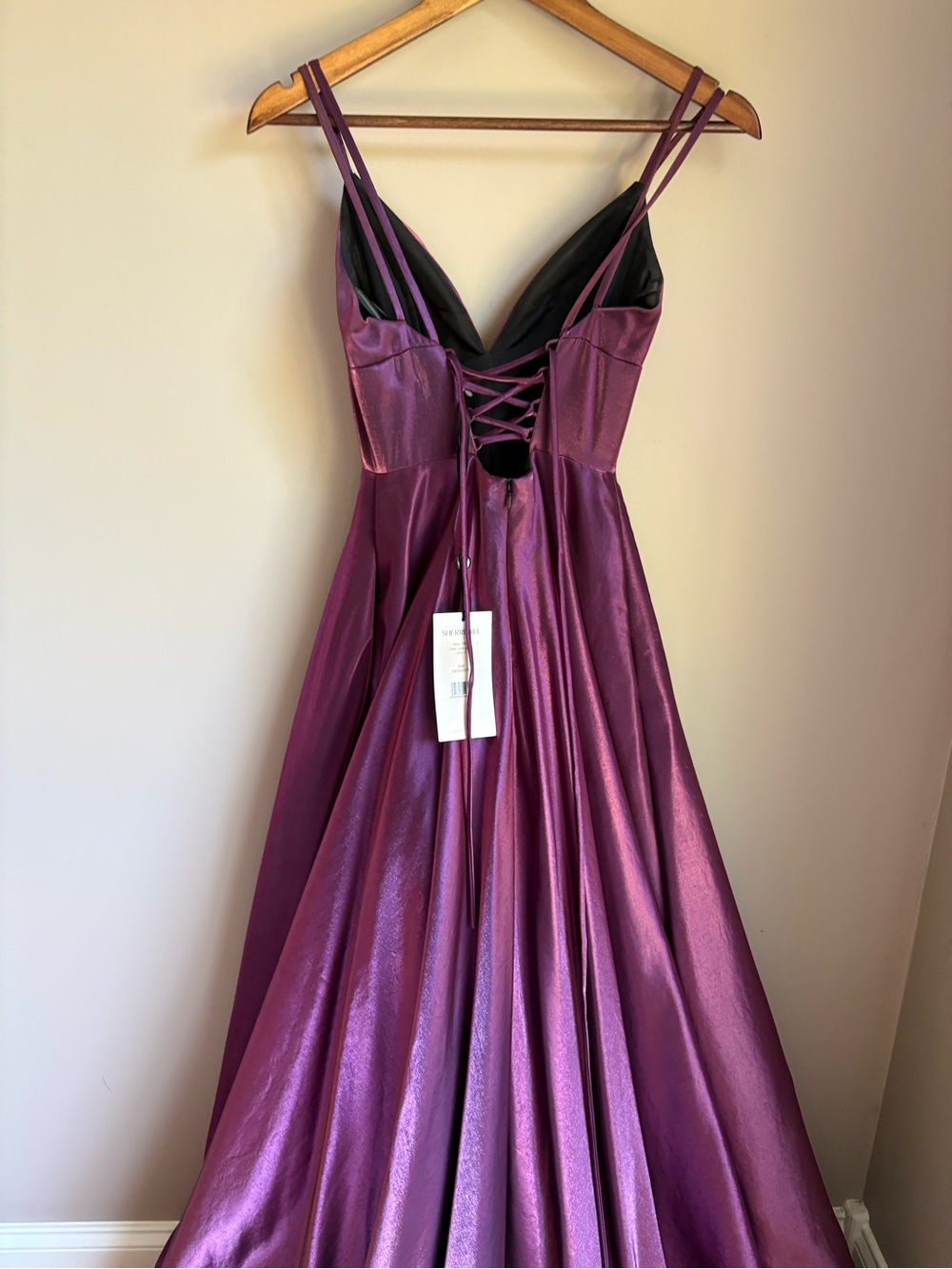 Sherri Hill Satin A-Line Prom Dress Gown Special Occasion Deep Purple Size 0 - Picture 8 of 12